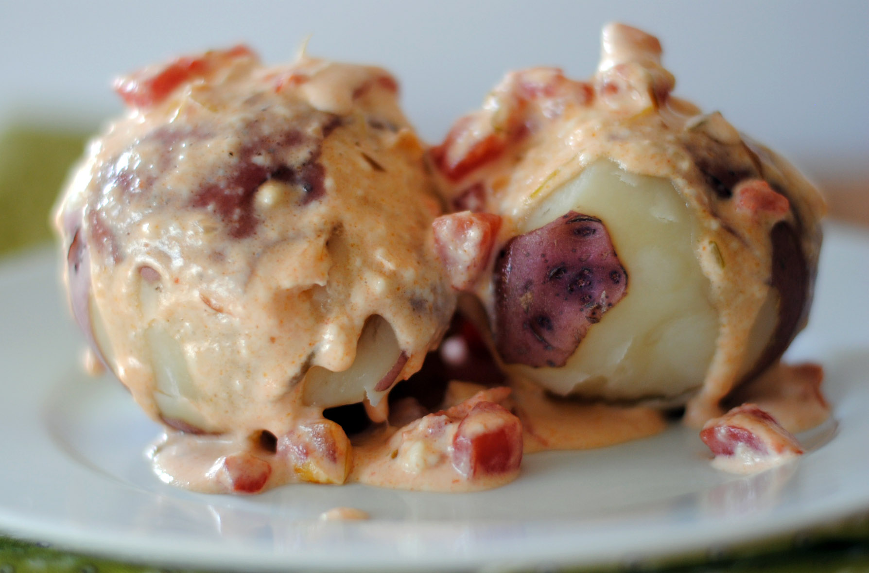 Papas Chorreadas (Potatoes Drizzled With A Cheese & Tomato Sauce)