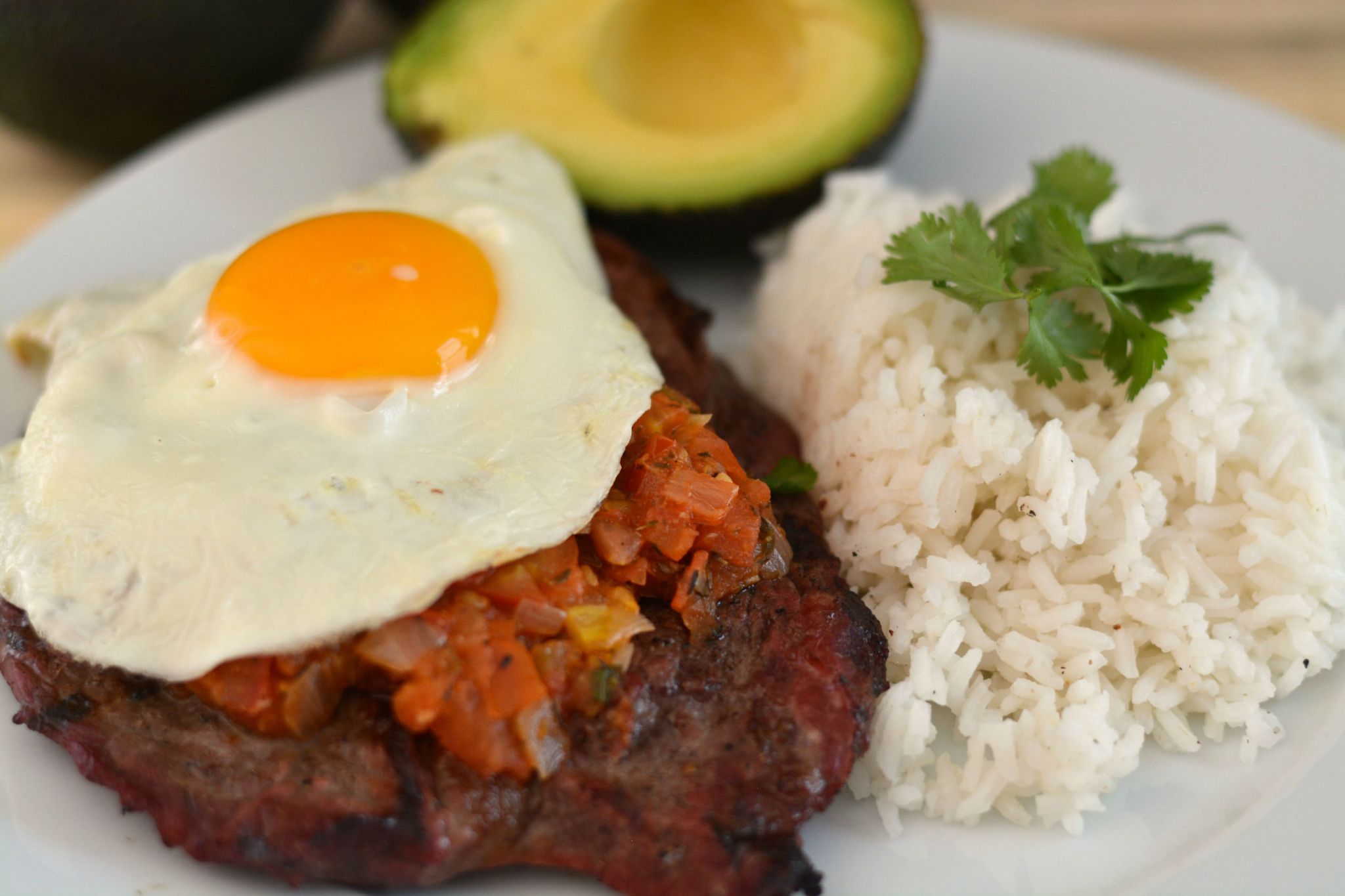 Bistec A Caballo (Steak with Onion & Tomato Sauce)